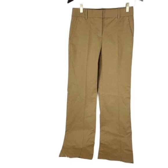 J Crew Cafe Trouser Pants Khaki Tan size 00 Flat Front - Picture 1 of 4